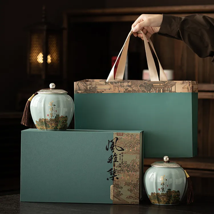 2025新款茶叶包装礼盒陶瓷密封茶叶罐高档茶叶礼盒空盒包装可定制商品图