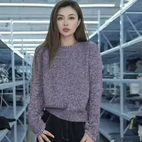 【晴晴精选】秋冬时尚彩色芝麻点纯色圆领钉珠减龄气质针织衫B010#