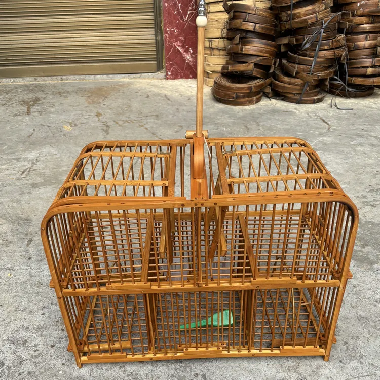 老楠竹画眉四门踏笼带防风款机关笼深山手工上山笼