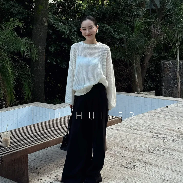 LiHuiEr李慧儿【白茶诗篇】2025秋季新款宽松小众长袖毛衣GN251407