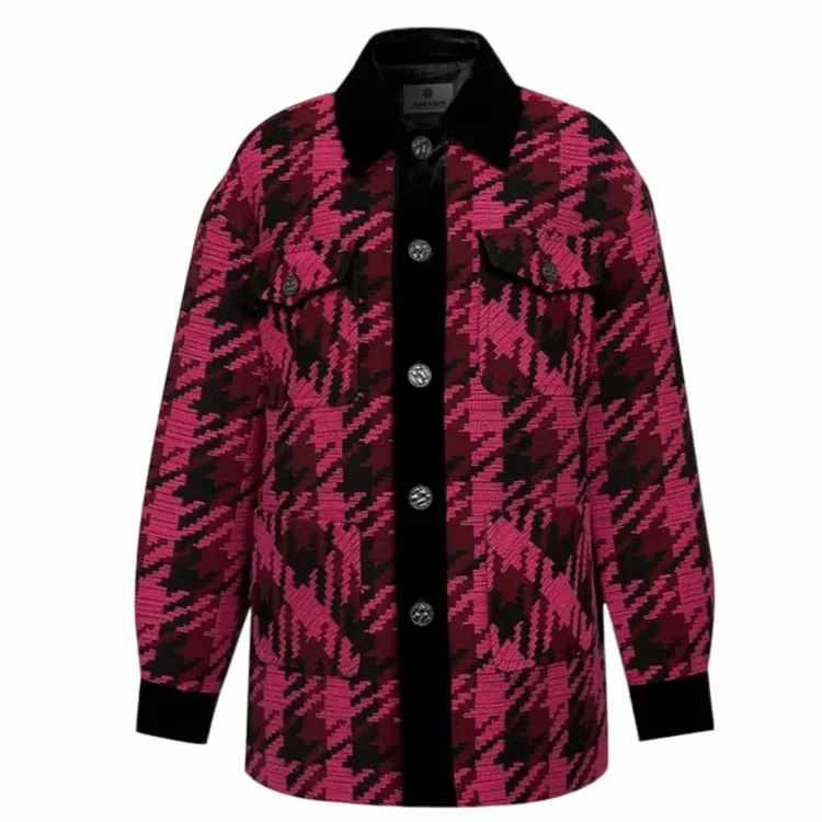 AMASS/阿玛施秋季新款复古宽松时髦千鸟格纹长衬衫式外套5400894 