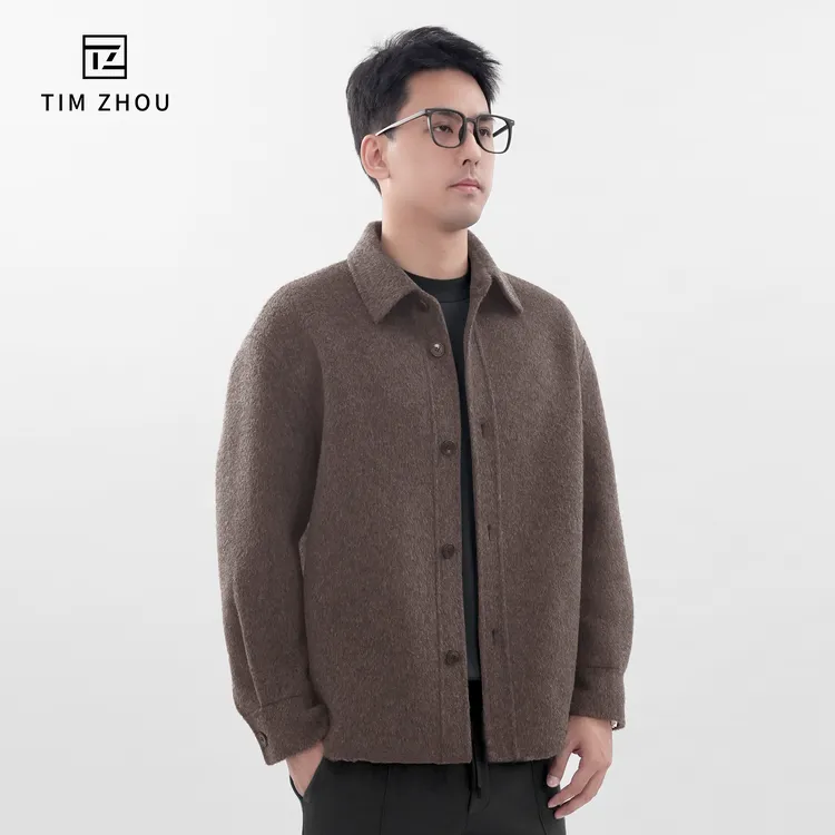 TIM ZHOU秋冬骆驼绒羊毛外套呢大衣