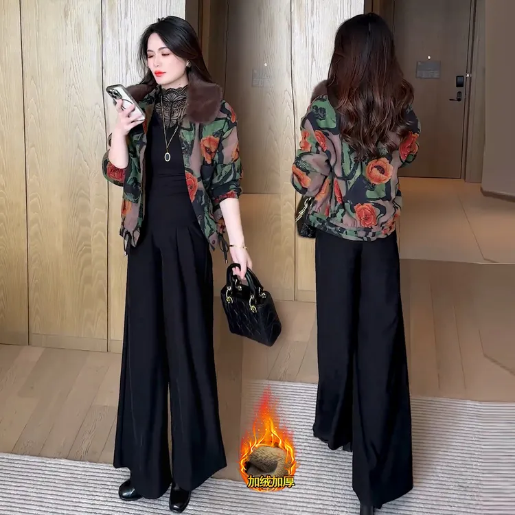 2025冬季新款加绒加厚短外套女洋气显瘦休闲百搭保暖毛领夹克上衣