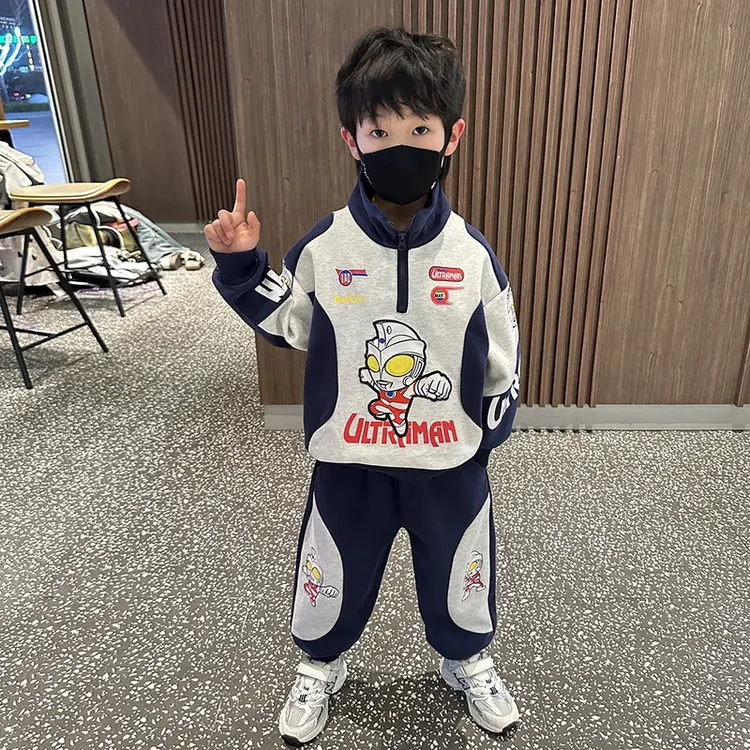 奥特曼春装机车服套装儿童洋气运动男童酷帅春秋款男孩加绒衣服