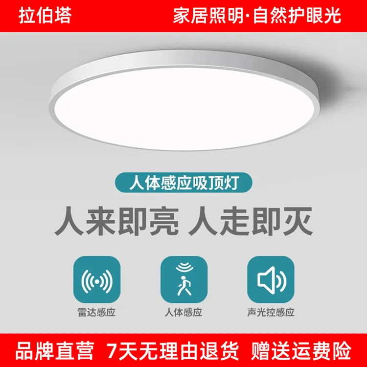 感应吸顶灯楼梯过道灯楼道走廊灯红外人体雷达感应灯智能声控灯