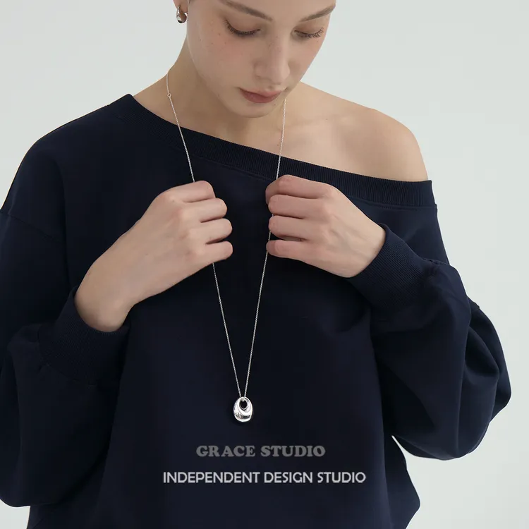 坠链均925银 G/S都市街头 极简高级感椭圆毛衣链秋冬百搭长项链