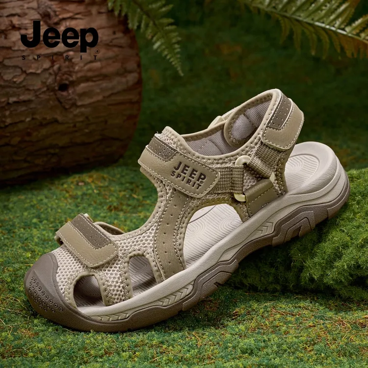 JEEP吉普拖鞋男士夏季透气凉鞋男防滑户外一脚蹬沙滩鞋洞洞鞋子男