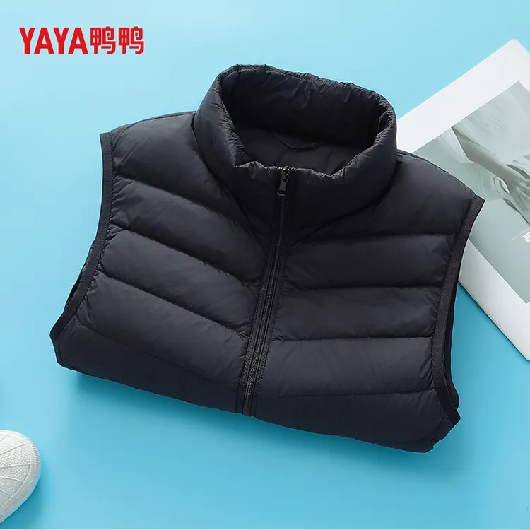 鸭鸭2026新款轻薄秋冬黑色排骨羽绒马甲女短款韩版90绒内胆外套