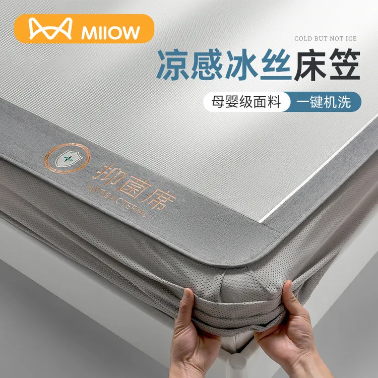 冰丝凉席床笠款三件套2025新款夏季床罩床垫保护套罩宿舍防滑床单