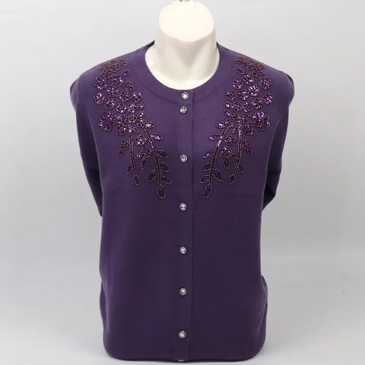 中老年女装开衫毛衣针织衫加肥加大码秋冬装纯色羊毛衫薄宽松上衣