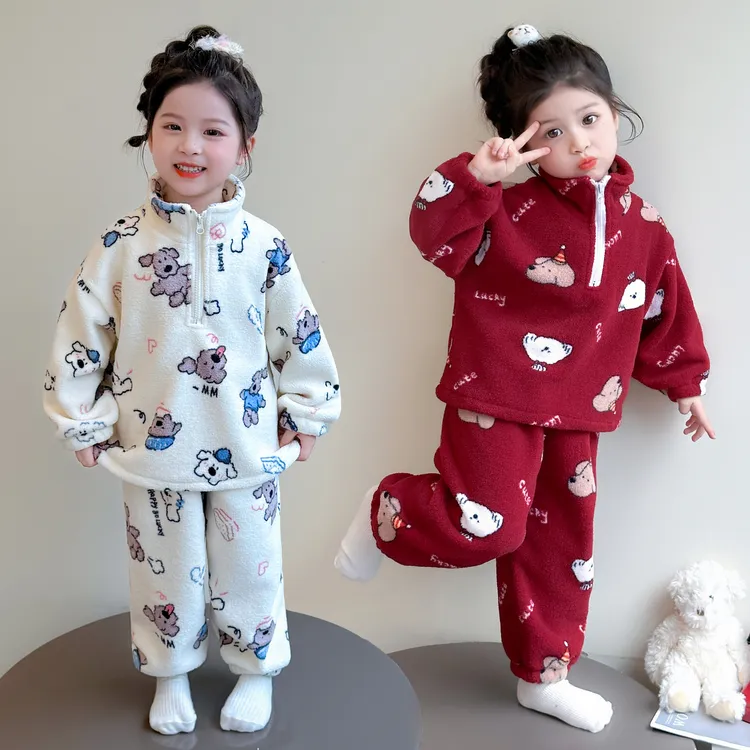 儿童睡衣女童秋冬款套装2025新款宝宝冬装空调服卡通印花家居服潮