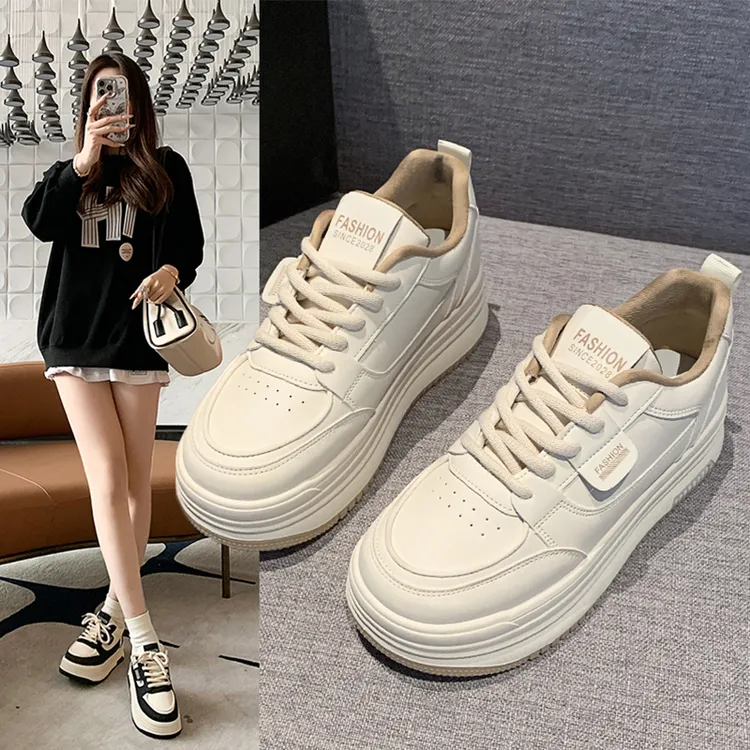 韩版潮流小白鞋女外穿2024秋秋季新款百搭厚底板鞋松糕运动休闲鞋