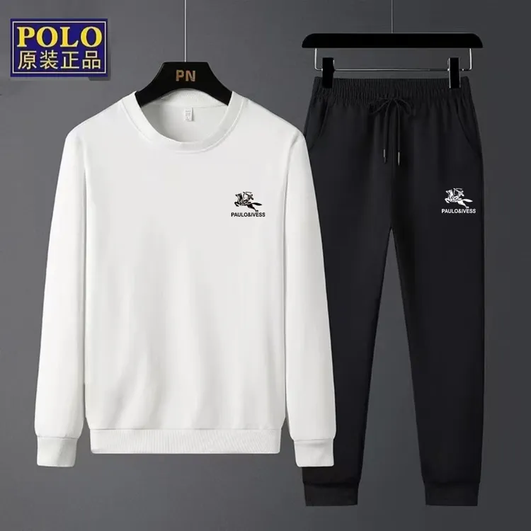 保罗高奢春秋卫衣卫裤套装男女同款时尚印花圆领百搭春秋套头休闲