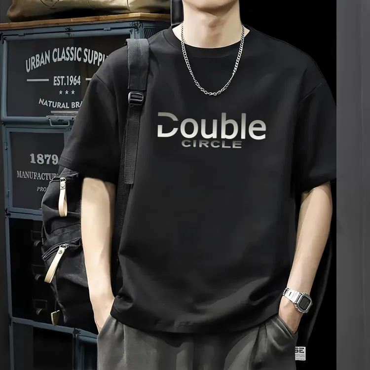 潮牌正品韩国纯棉上衣吸湿透气短袖运动风简约小印花百搭t恤男T恤