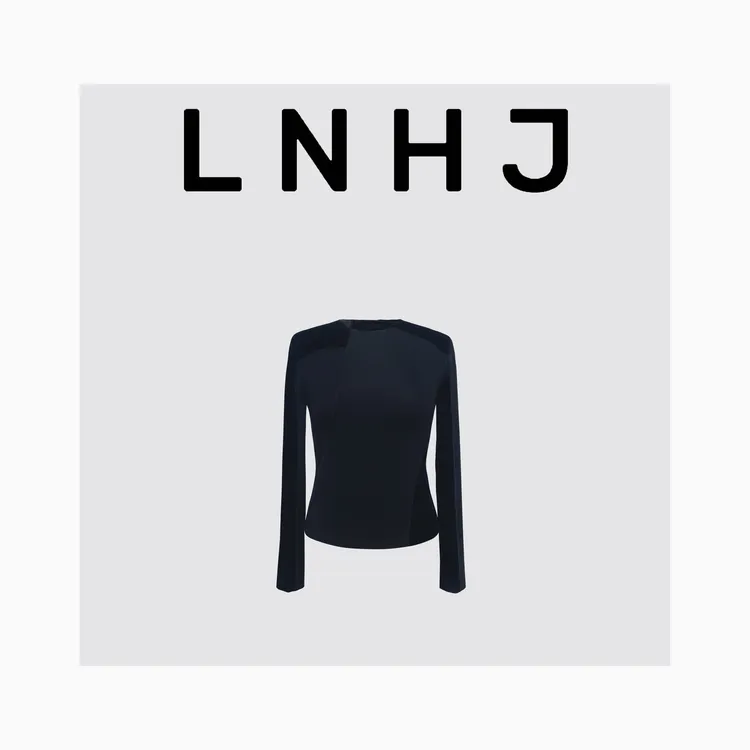 LNHJ【浮云卷】精致时尚丝绒拼接长袖套头内搭