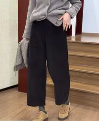 0661 复古直筒灯芯绒裤子女新款冬萝卜裤休闲八分裤c4