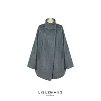 LISI.ZHANG--【一粒扣毛呢外套】羊毛斗篷式立领宽松时尚毛呢大衣
