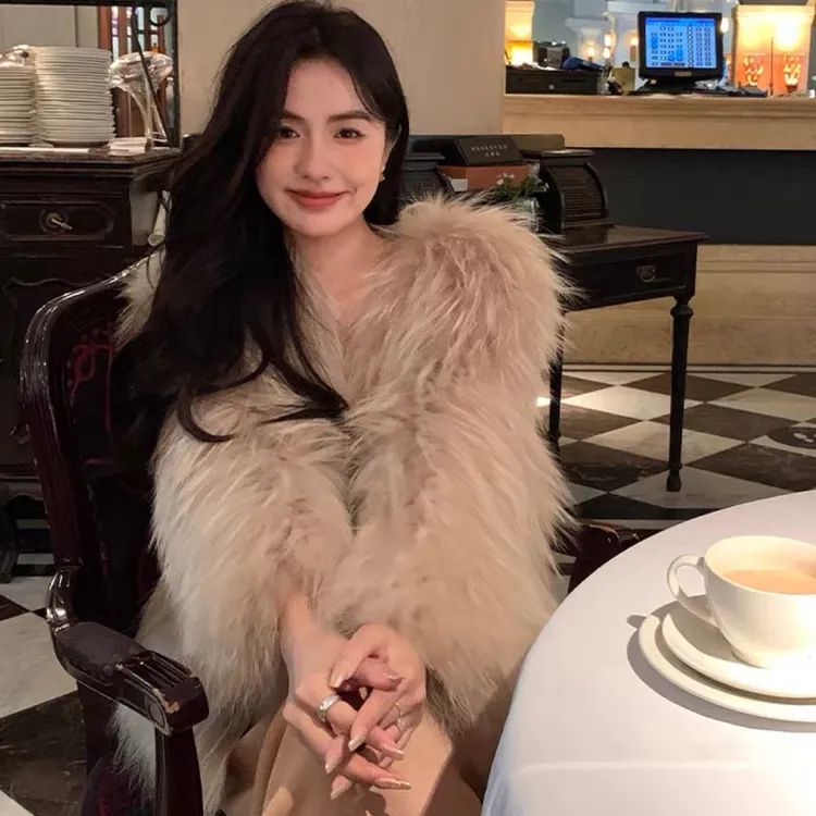 SHIMENGNU/诗梦奴进口白貉双面加密编织短款皮草