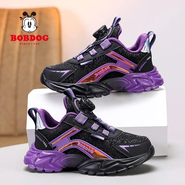 Bobdog/巴布豆女童皮面运动鞋秋冬新款轻便休闲鞋女孩软底跑步鞋