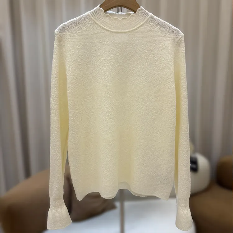 zaw大码提花毛衣女秋冬可外穿胖mm显瘦遮肚内搭打底针织羊毛25546