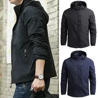 户外防风防泼水男士连帽春秋款夹克透气外套休闲上衣4439