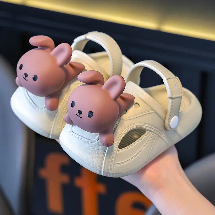 兔子女童洞洞鞋夏季儿童拖鞋室内洗澡防滑幼儿沙滩鞋男宝宝凉拖鞋