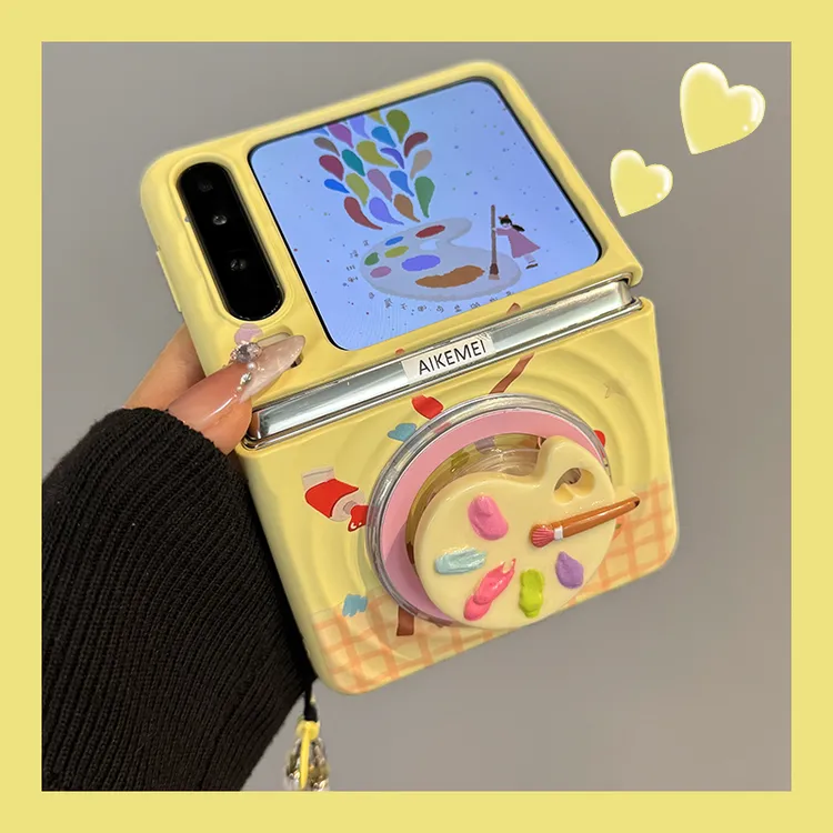 适用华为puraX折叠屏手机壳卡通绘画kt猫pocket2波漾纹磁吸支架女