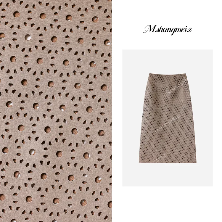 M.SHANGMEI.Z/沐熙【向阳花】美大哥设计师镂空皮质半身裙X072696