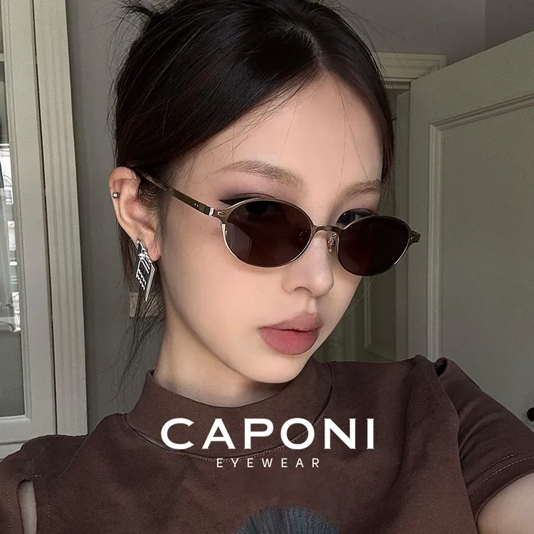 CAPONI超轻钛书呆子墨镜2025新款老钱风复古猫眼太阳眼镜女款偏光