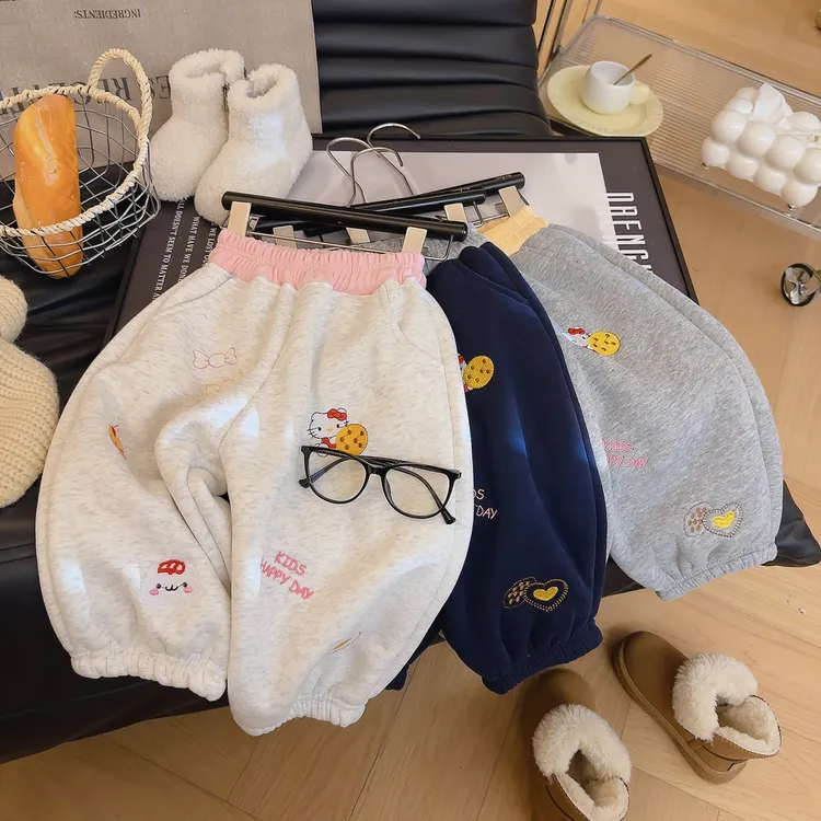 2025冬季女童卫裤新款秋冬运动束脚加绒裤+常规卫裤休闲舒适长裤