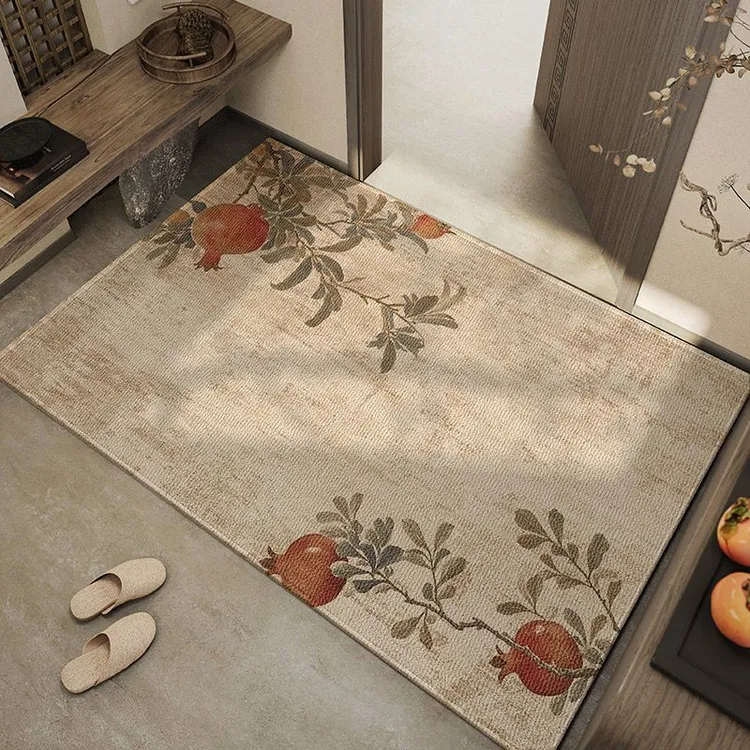 轻奢新中式水晶绒家用耐脏耐磨止滑地垫入户门口玄关换鞋垫客厅垫