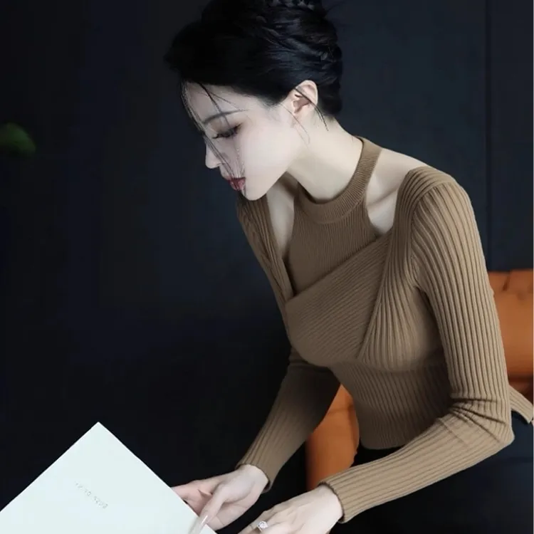 秋冬季女装洋气气质针织衫女可外穿打底衫高级感上衣独特漂亮小衫