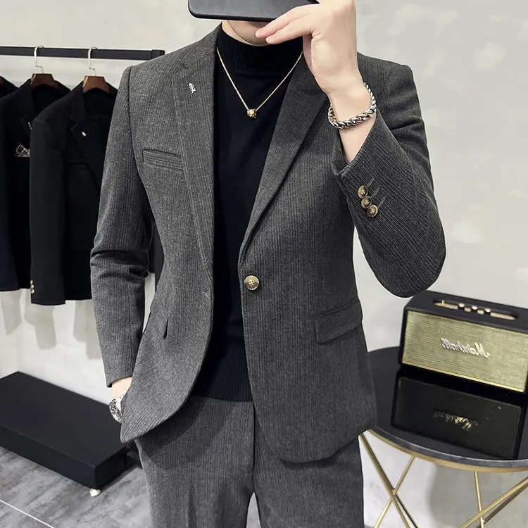 灏吉弧毛呢西装外套男士春秋季高级感男装2025新款衣服穿搭休闲