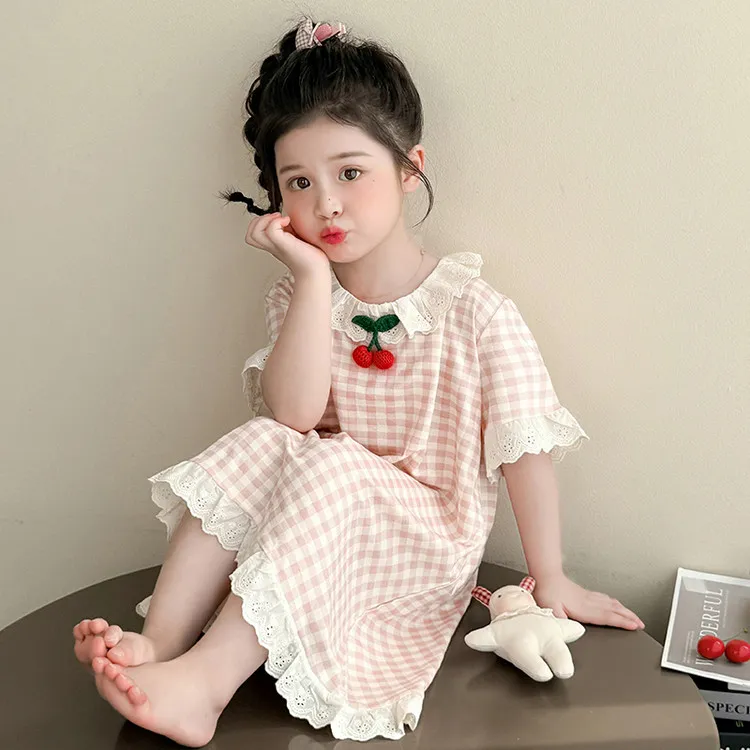 女童睡裙夏季薄款短袖小女孩宝宝公主空调服睡衣儿童莫代尔家居服