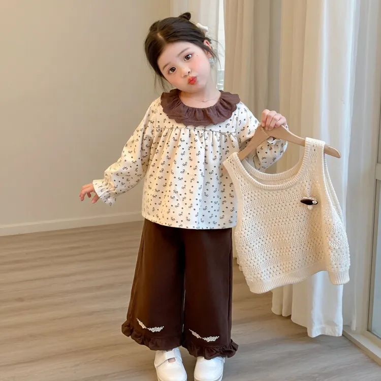 超洋气小女孩秋装三件套女童秋款套装2025秋季新款女宝宝森系穿搭