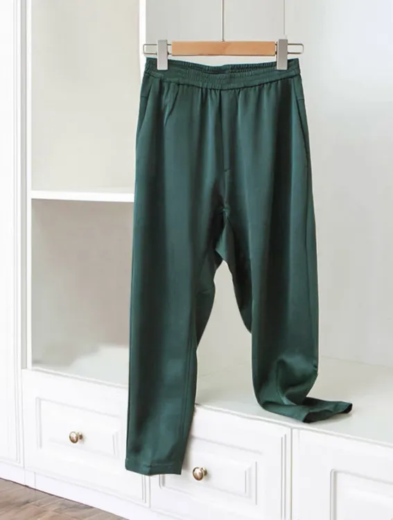 JING《抖抖裤》时尚松紧腰显瘦舒适八分哈伦裤