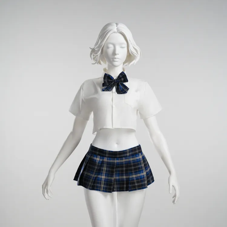约定【90-220斤】学院风格子日系甜美百褶高腰短款软妹睡裙 5029