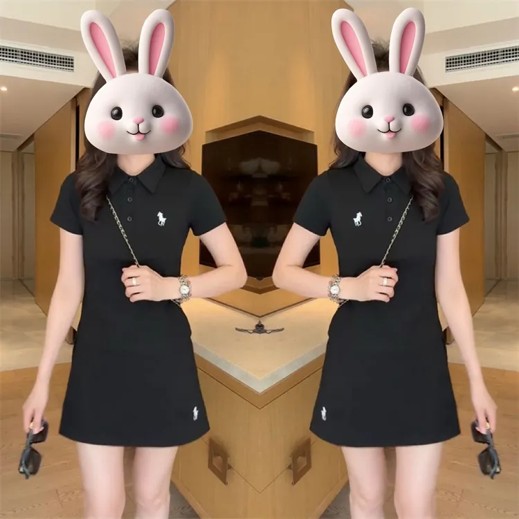 休闲运动风时尚套装女2025年夏季新款短袖刺绣钉扣Polo衫半身裤裙