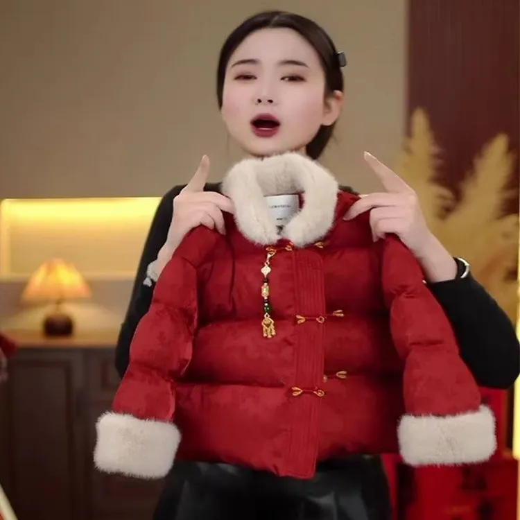 拜年女童棉服棉衣儿童2025新款加厚国风宝宝冬季外套中式棉袄