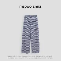MIDOO ZNNZ 复古条纹针织阔腿慵懒风抽绳直筒休闲裤16806M