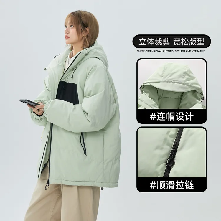 新品冬季锁温保暖棉服休闲连帽搭配加长帽檐外套防风有型男女同款