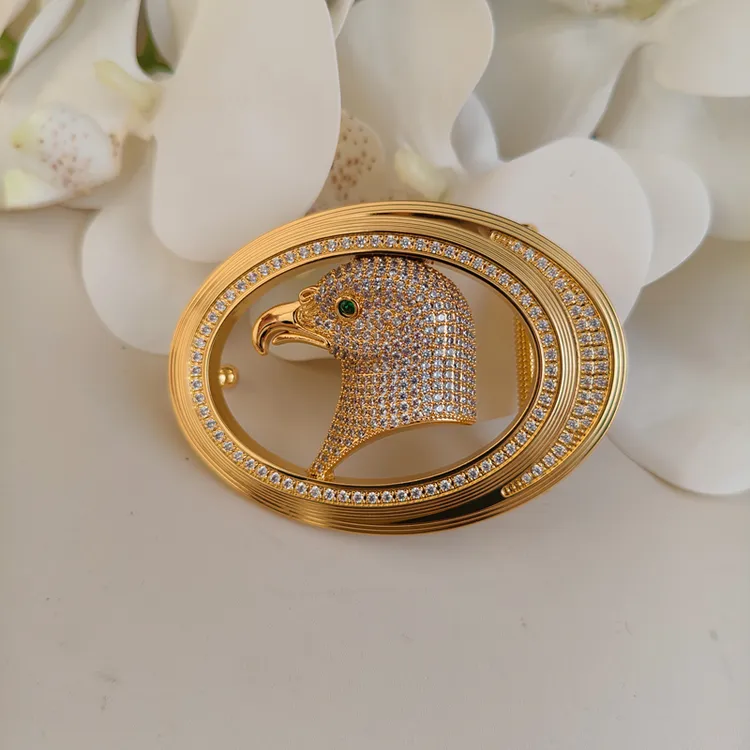 华南史蒂芬不锈钢皮带腰带轻奢高档金色皮带头镶钻男士时尚皮带头
