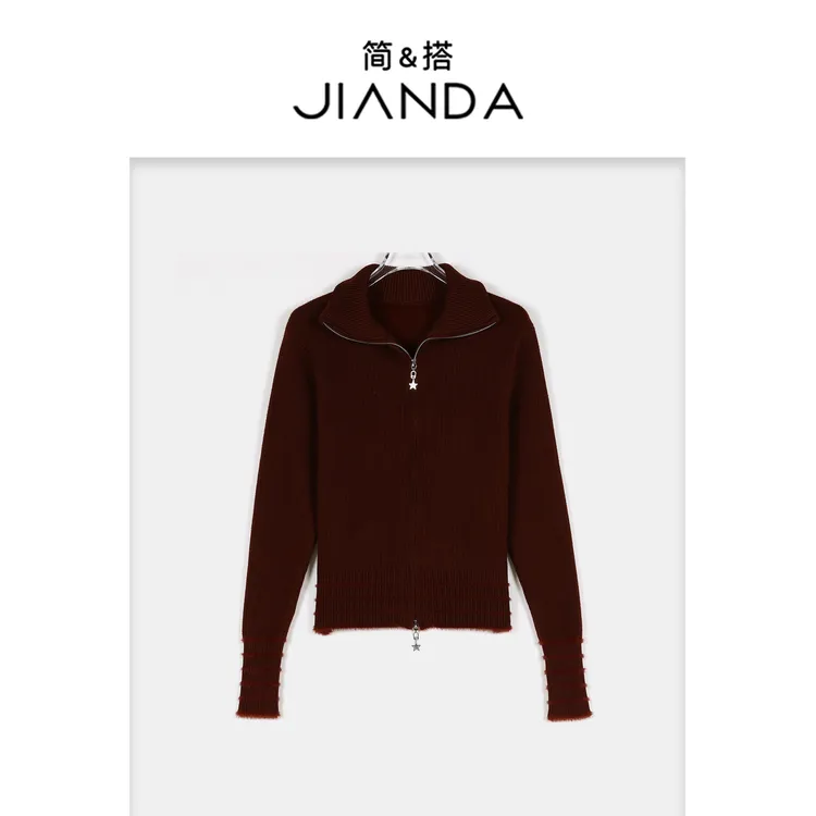 简&搭【千屿Sheila】翻领五角星拉链开衫253-KS/1019-2503