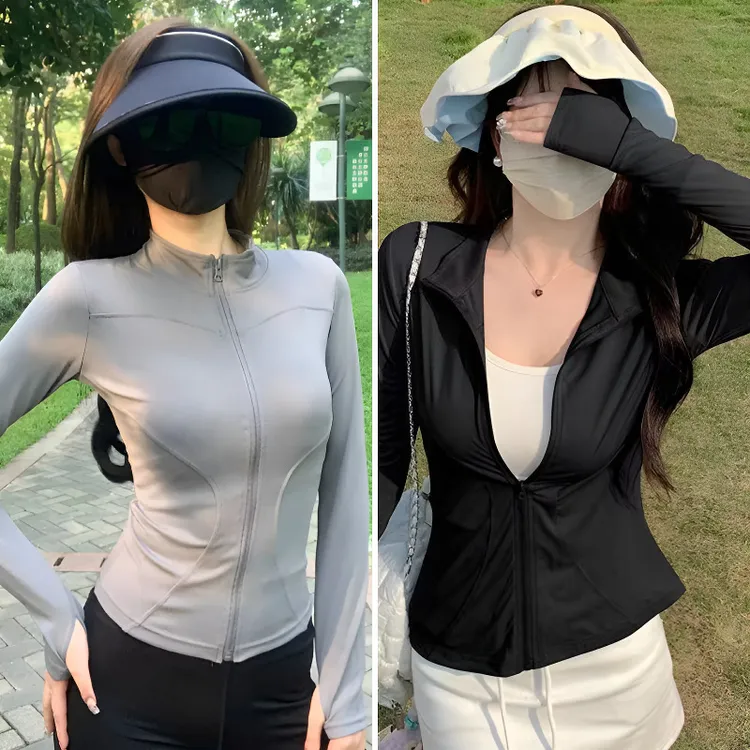 立领修身防晒衣女生薄外套夏季冰丝透气防晒服防紫外线瑜珈服F152