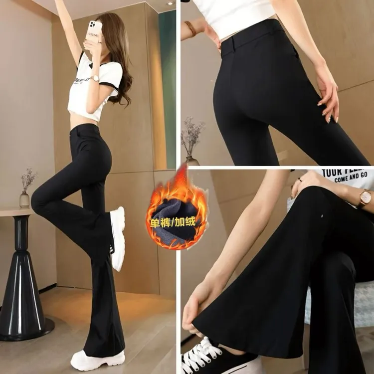 雅丹微喇西装裤女2025春秋新款高腰显瘦垂感弹力小个子休闲马蹄裤