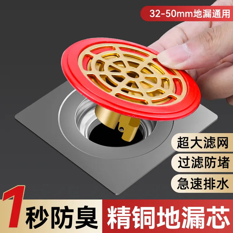 地漏防臭器卫生间下水管道排水口大过滤网通用密封全铜内芯盖神器