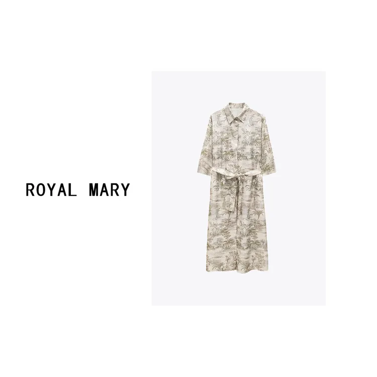 ROYAL MARY法式高奢时尚气质优雅贵气100%桑蚕丝连衣裙AMF135-1