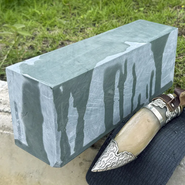 正宗水滴青细磨刀浆石天然原石切割精细研磨荡刀清口收刃固锋砥石