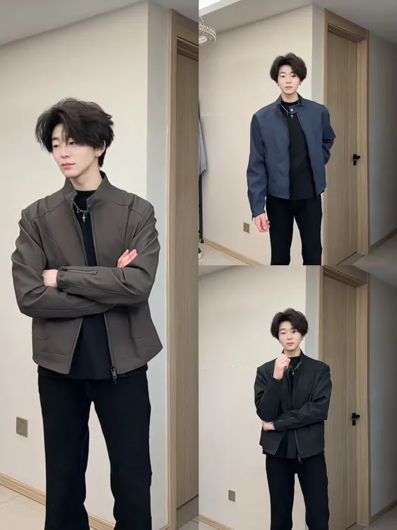 这一秒的心动男女机车款cleanfit短宽版型夹克工装外套复古美式秋