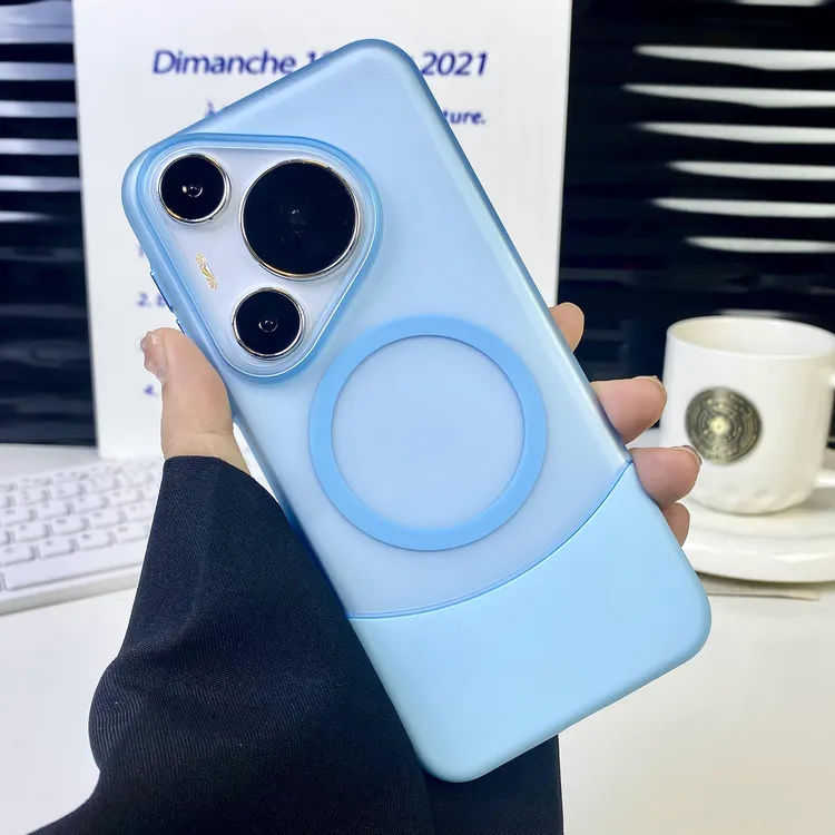 拼接撞色适用华为pura70pro+手机壳磨砂无线磁吸mate70/60pro男女